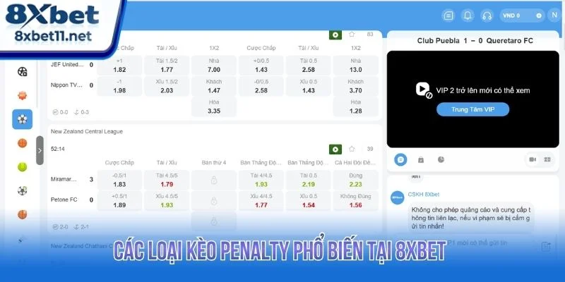 Kèo penalty tại 8XBET được chia thành nhiều hình thức khác nhau