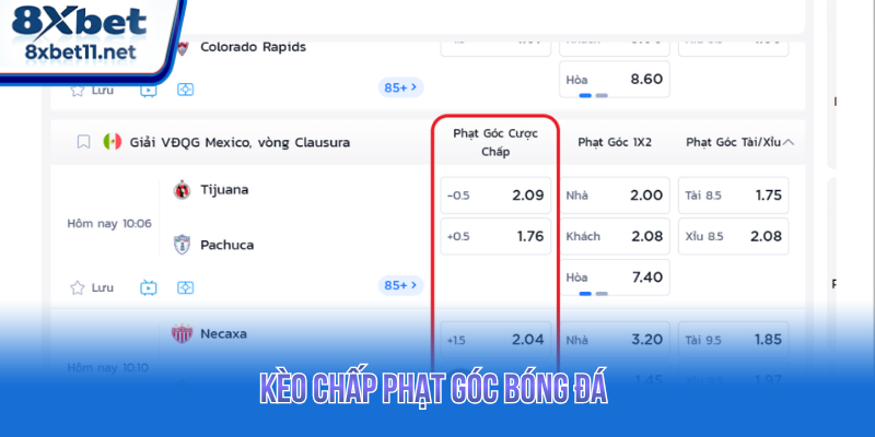 Kèo chấp phạt góc xét theo số pha phạt góc được thực hiện 
